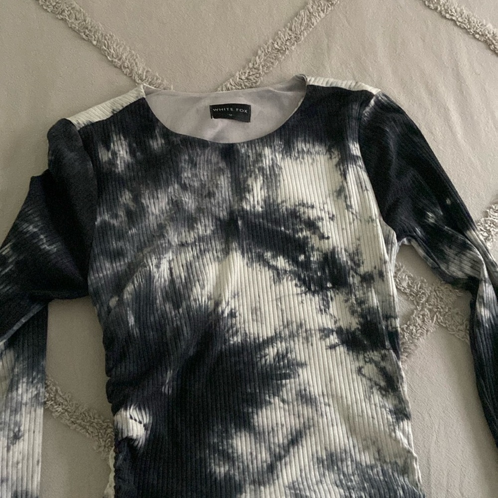 White fox tiedye bodycon dress